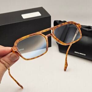 GENTLE MONSTER KINGS TORTOISE AVIATOR SUNGLASSES BLUE LENS NIB